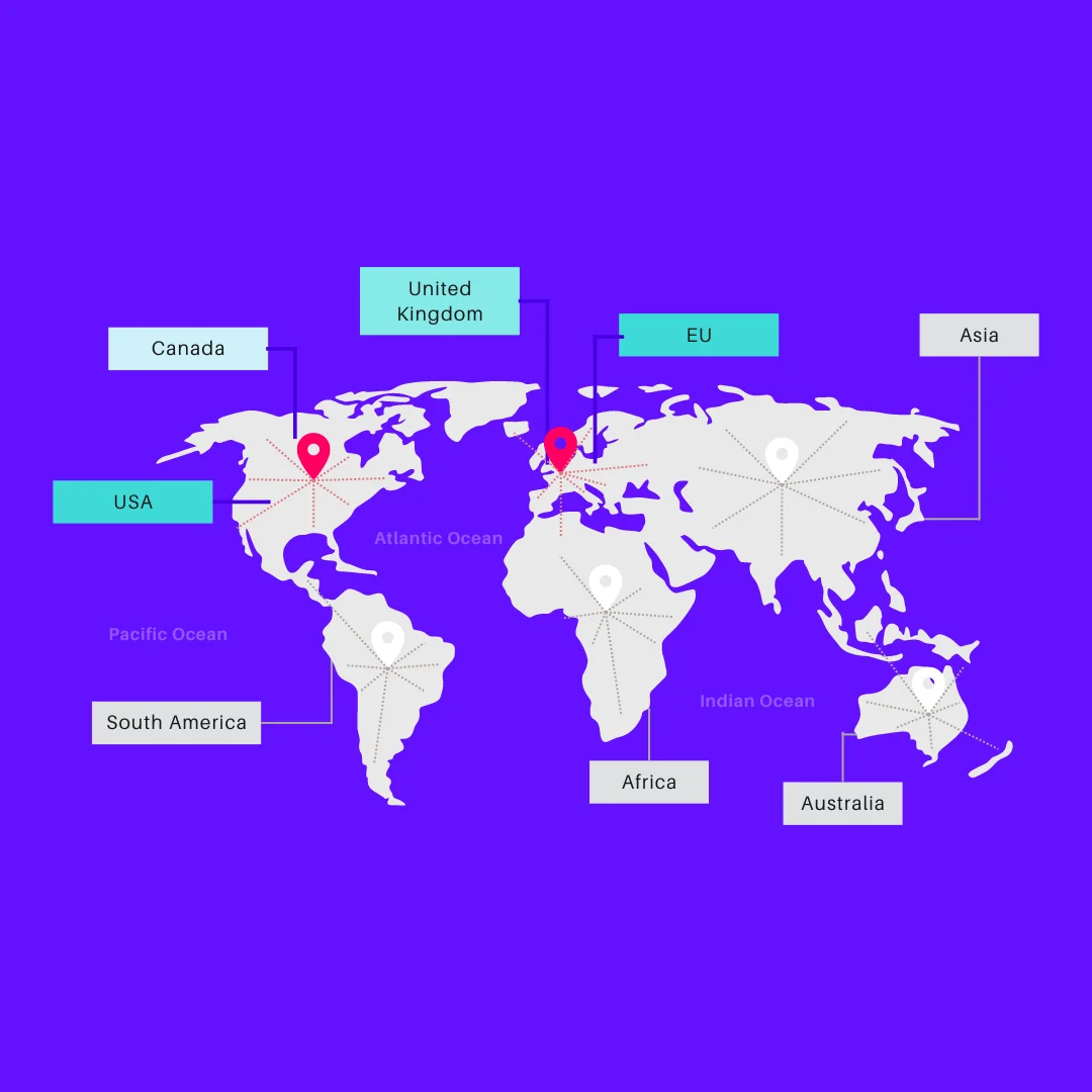 visual representation of international hosting infrastructure